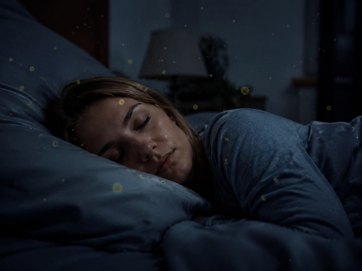 Aufgewirbelte Pollenwolke im Schlafzimmer