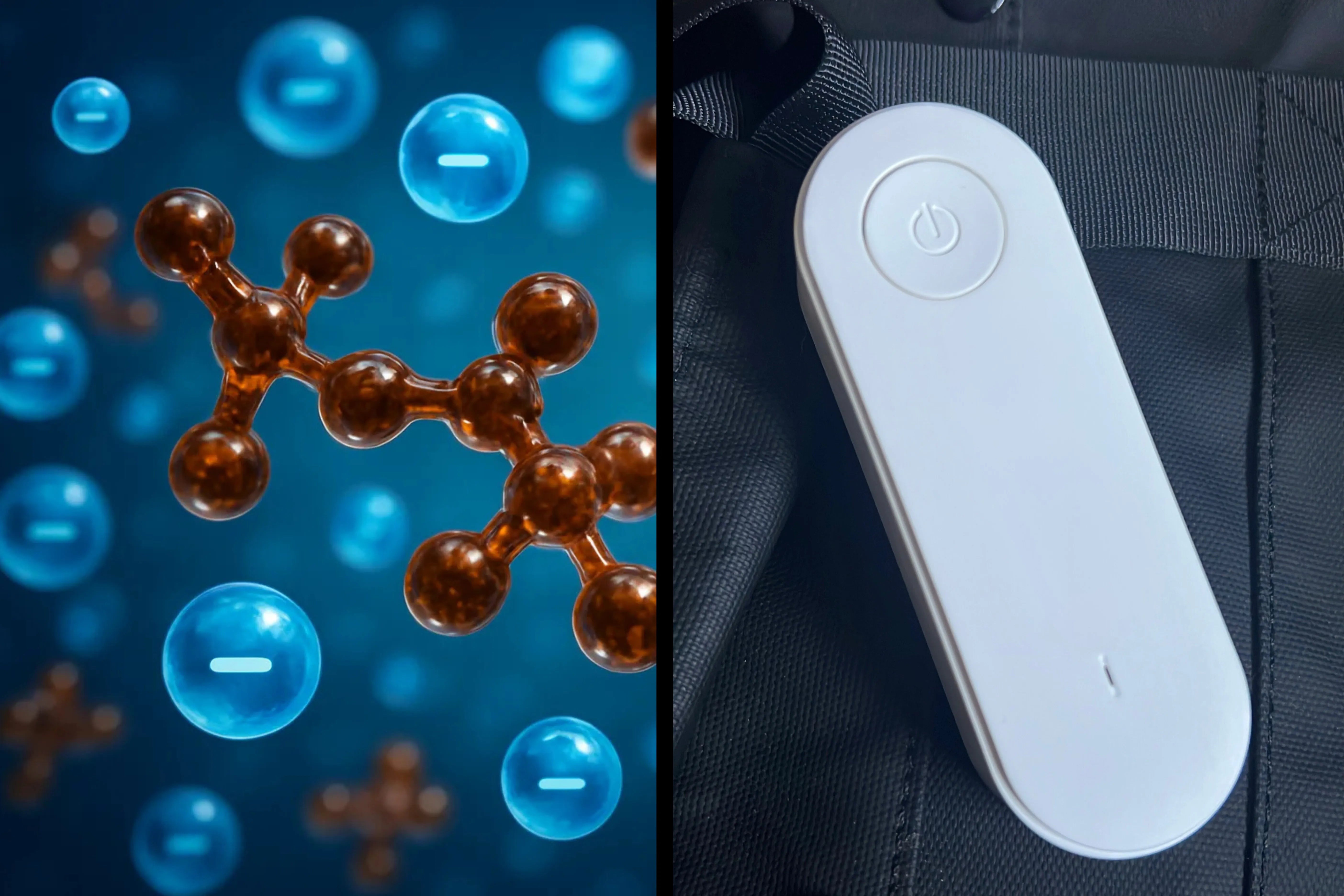 Aktive Ionen treffen auf die Geruchs-Moleküle in der Raumluft